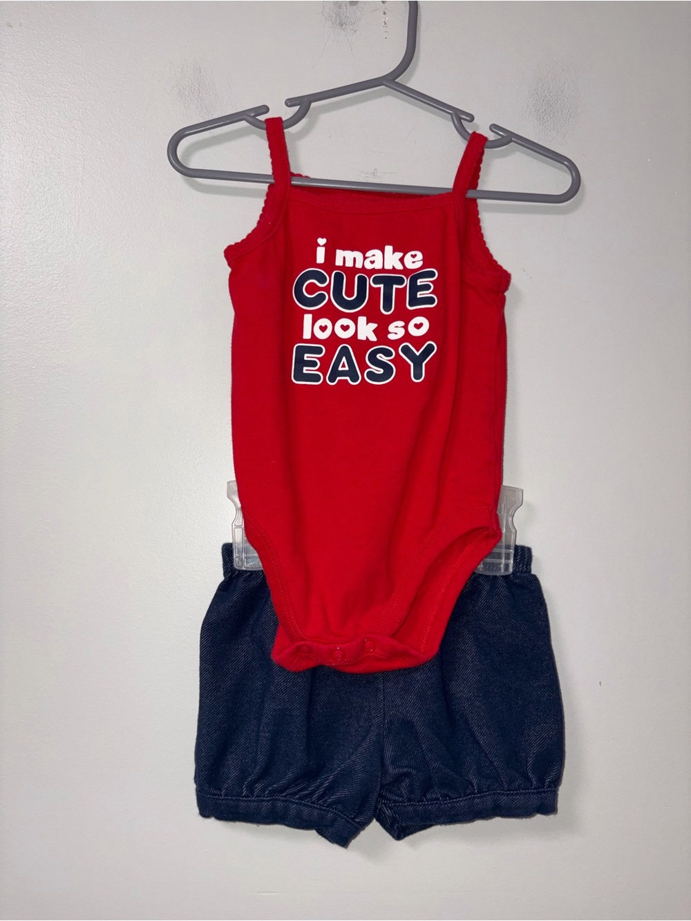 Garanimals Red White Blue I Make Cute Look So Easy Body Suit Shorts Set 6-9M